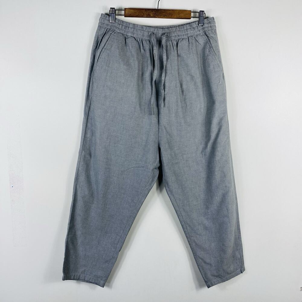 Asos Design Pants Men's Medium Gray Tapered Pull On Drawstring Waist 100% Cotton